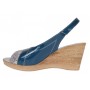 Sandale damă bleumarin din piele naturală lăcuită cu talpă pană S50LACBLM